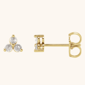 Three-Stone Gold Earrings