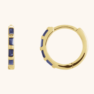 14K Gold Hoop Earrings blue