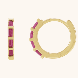 14K Gold Hoop Earrings pink