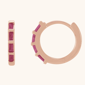 14K Gold Hoop Earrings pink