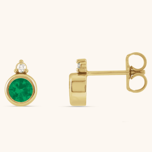 Accented Bezel-Set Natural Diamond Earrings